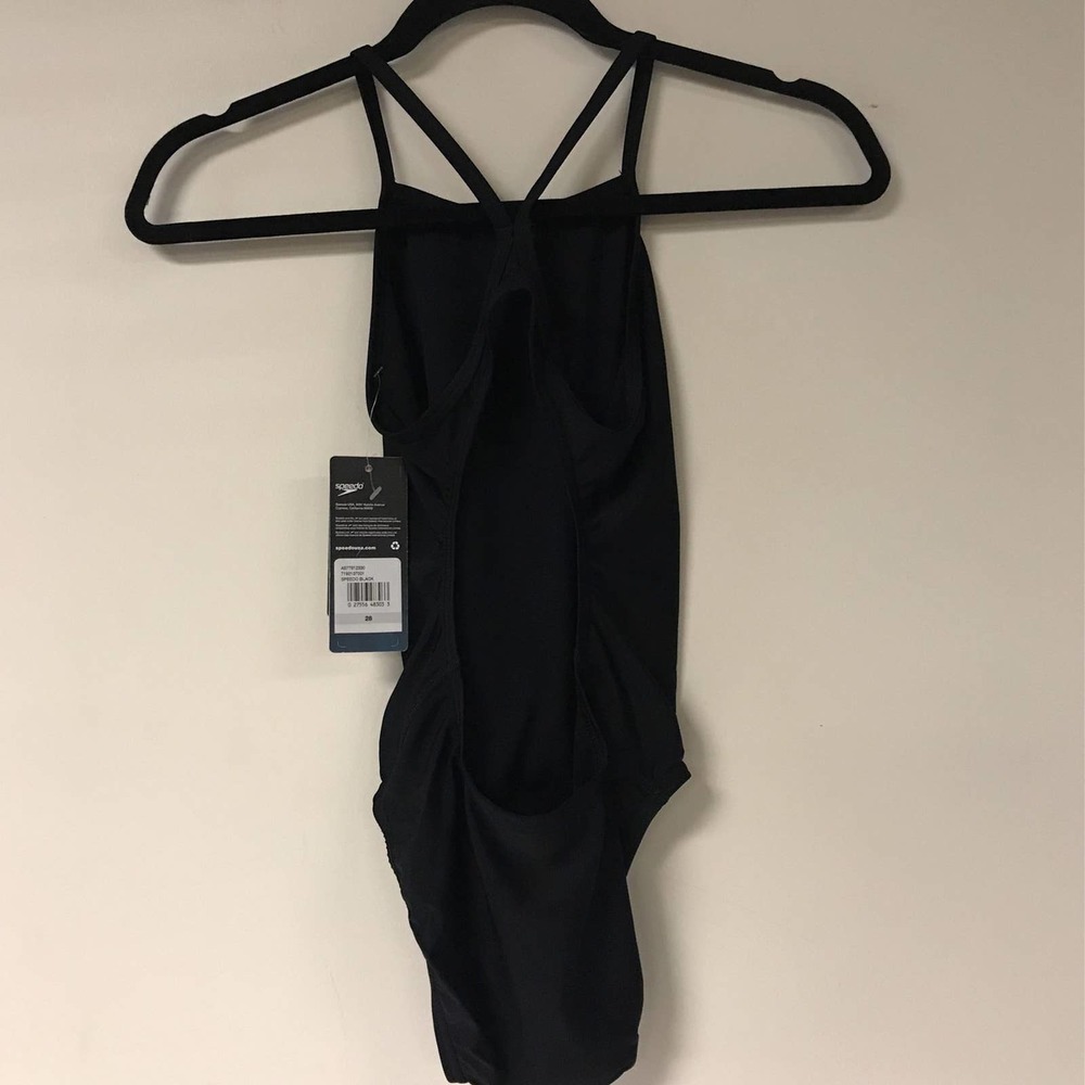 Speedo Women's Size 26 Solid Flyer One Piece Swimsuit, Black - Picture 5 of 6